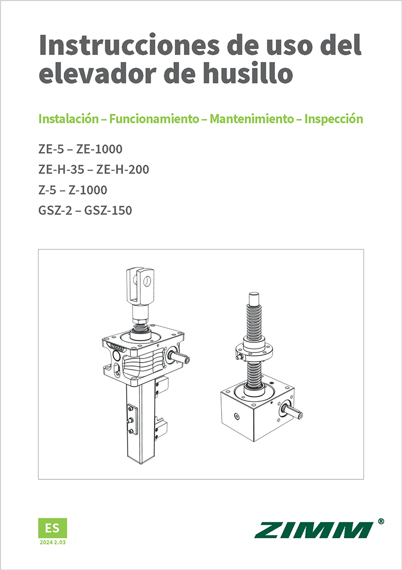 Manual de instrucciones elevadores de husillo | ZIMM